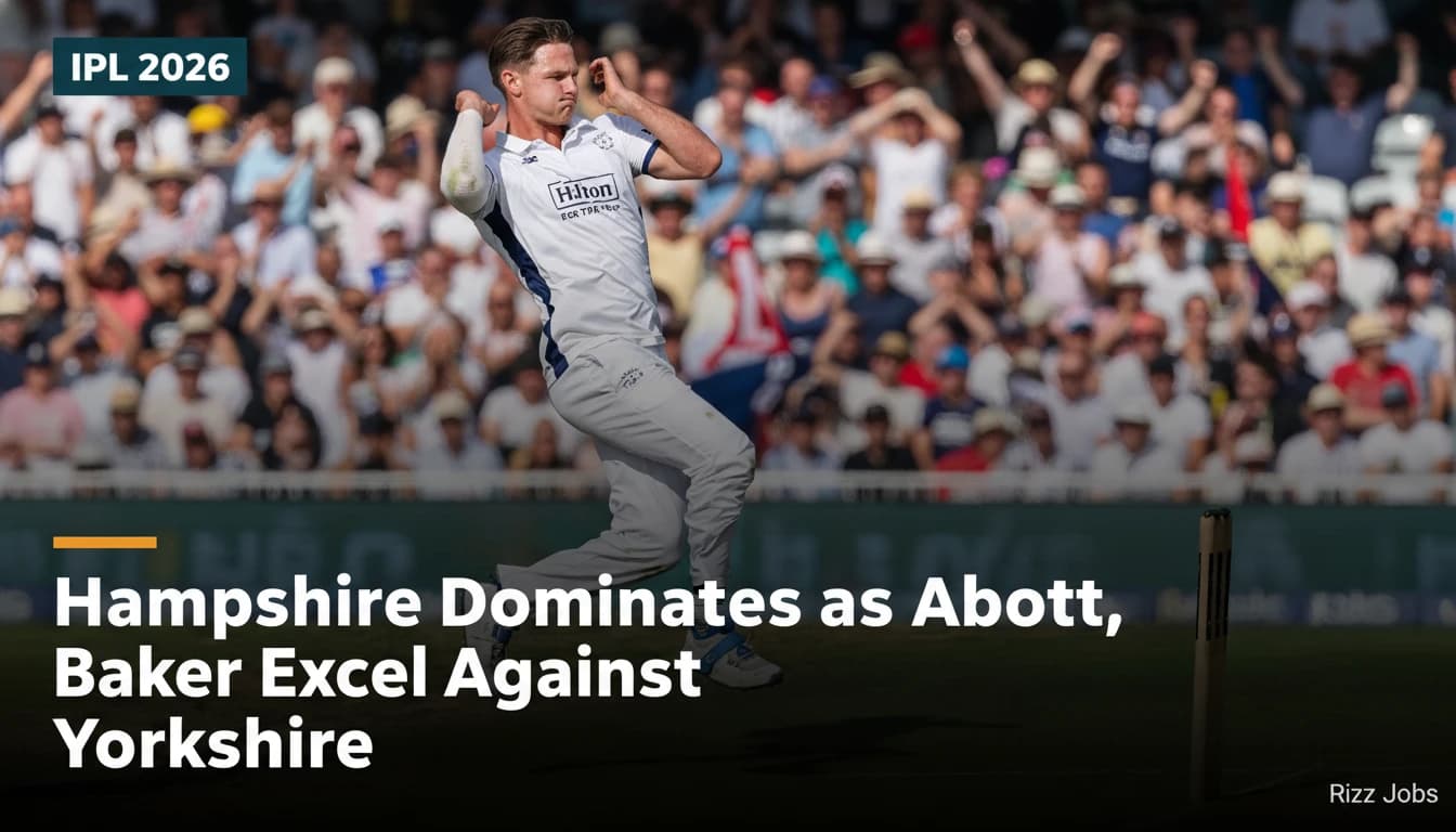 Hampshire Dominates as Abbott, Baker Excel Against Yorkshire — Rizz Jobs