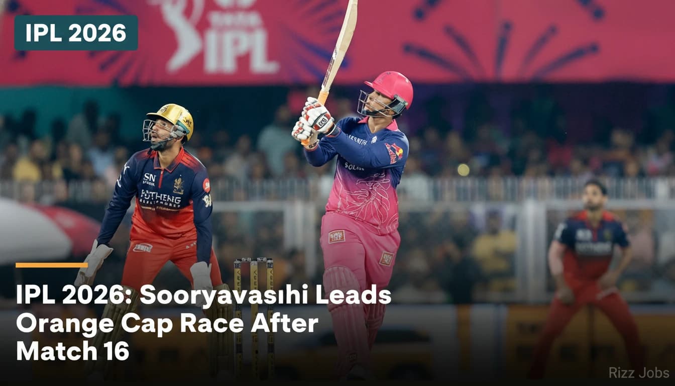 IPL 2026: Sooryavanshi Leads Orange Cap Race After Match 16 — Rizz Jobs