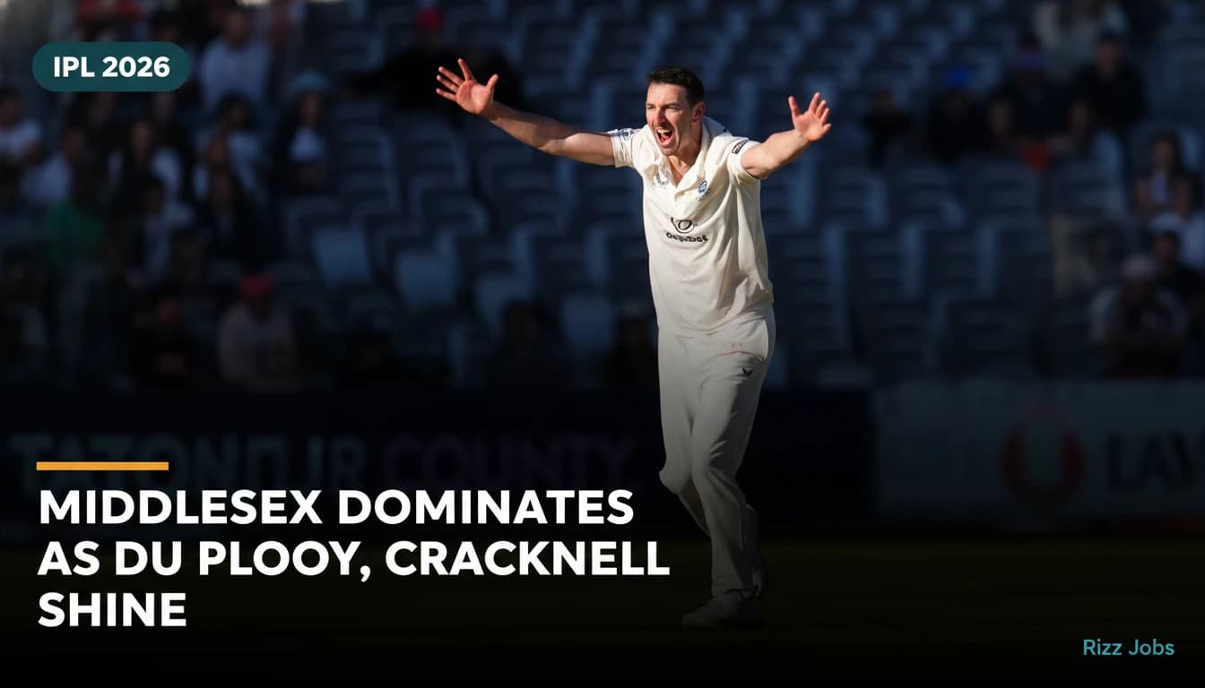 Middlesex Dominates as Du Plooy, Cracknell Shine — Rizz Jobs