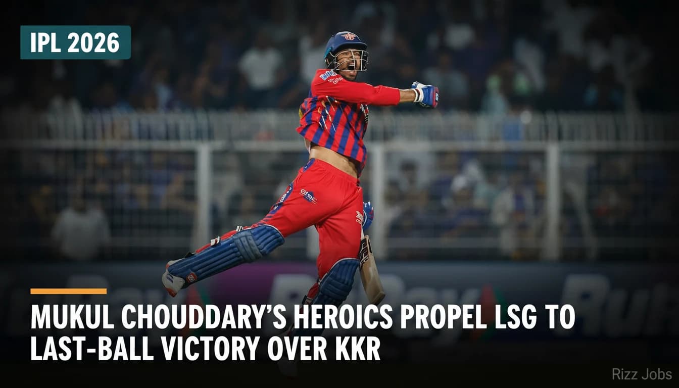 Mukul Choudhary's Heroics Propel LSG to Last-Ball Victory Over KKR — Rizz Jobs