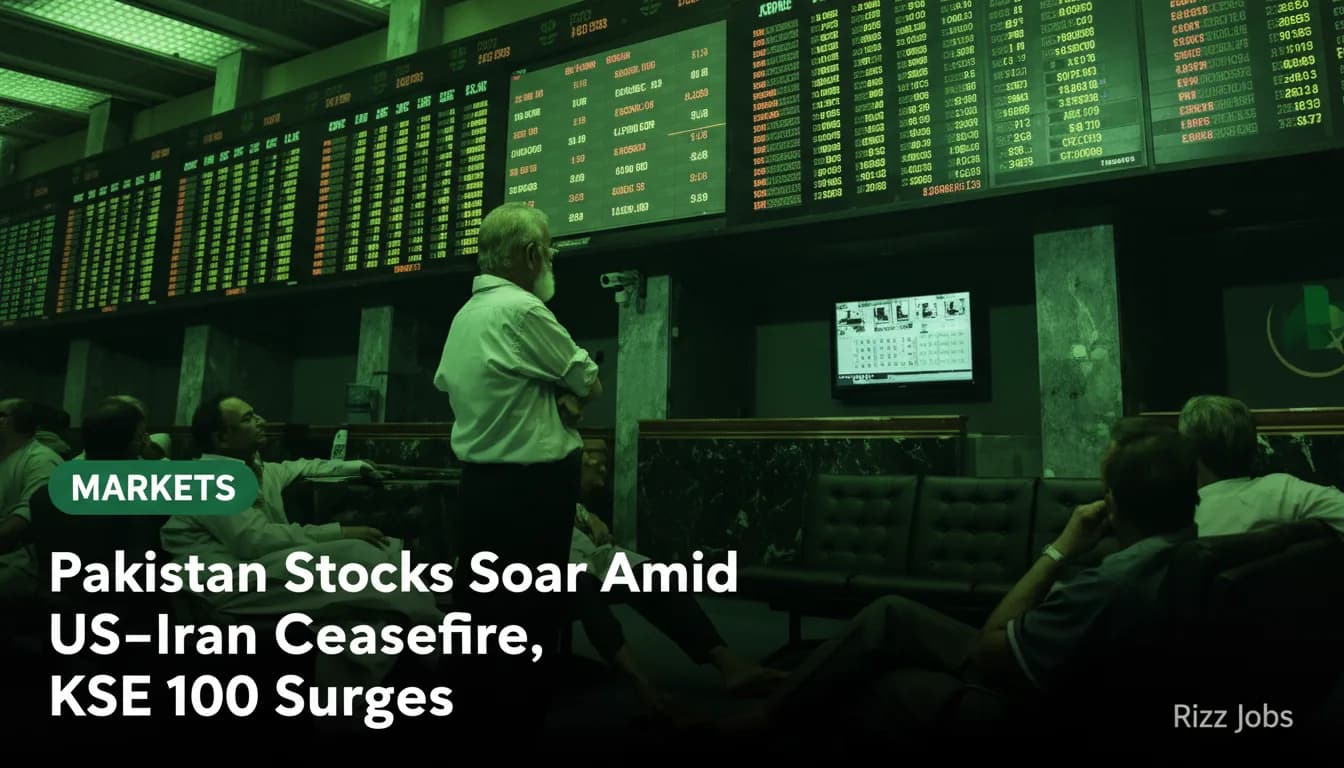 Pakistan Stocks Soar Amid US-Iran Ceasefire, KSE 100 Surges — Rizz Jobs