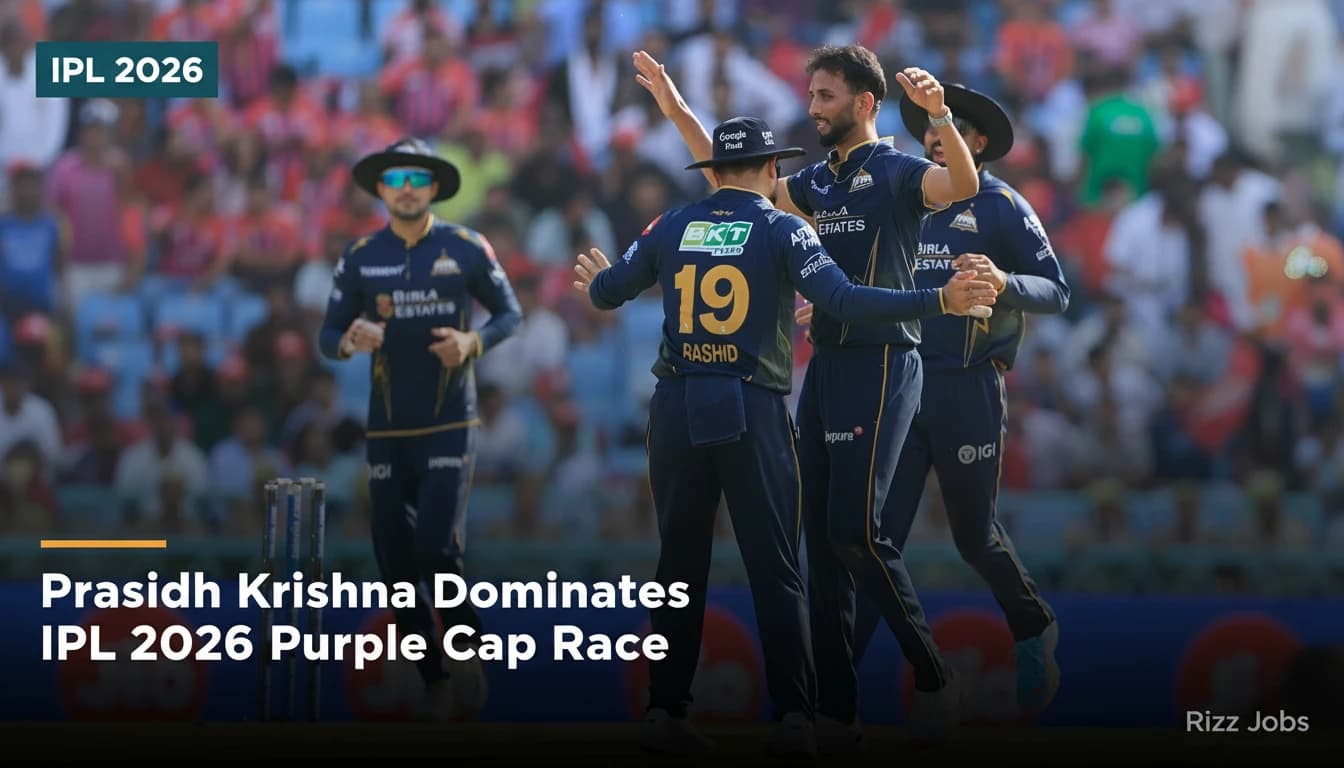 Prasidh Krishna Dominates IPL 2026 Purple Cap Race — Rizz Jobs