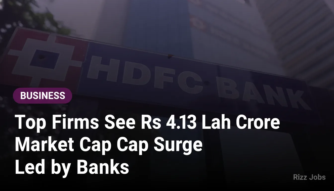 Top Firms See Rs 4.13 Lakh Crore Market Cap Surge Led by Banks — Rizz Jobs